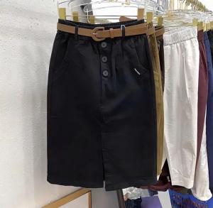 เรียบหรู ทรงเอ สูง เอว กระโปรงยาวปานกลาง กระดุมเดียว กระเป๋าเสื้อ ตัดตรง พรางหุ่น ฤดูใบไม้ผลิ ฤดูร้อน แฟชั่นใหม่ ผู้หญิง กระโปรง