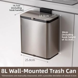 LANJIAOLUO | Wall Mounted Lid-Closed No-Bend Waste Bin