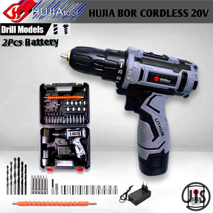 Bor Cod Bor Cordless Hujia 20V Bor Besi Beton Bor Tembok Bor Skrup COD | Lazada ...