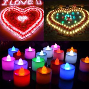 24PCS Flameless Led Candle Wedding Party Decoration Table Lamp Heart-shape Electronic Battery-Power