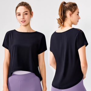 Loose Lightweight Short Sleeve Yoga Sports Fitness Womens Running T-Shirt Breathable Comfortable Professional Casual Style