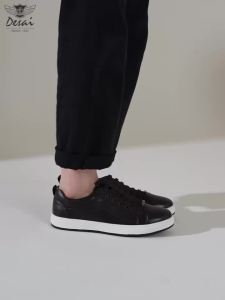 Desai Mens 2026 Autumn Lace‑up Leather Shoes Low Top Casual Skate Sneakers Wear‑resistant Sole For Business Daily Wear