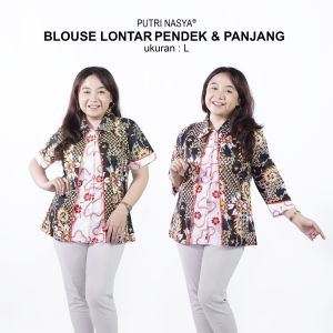 Atasan Batik Blouse Big Size Wanita Lengkap S-M-L-XL-2L-3L-4L-5L-6L-7L Model Blus Jumbo Panjang Seragam Batik