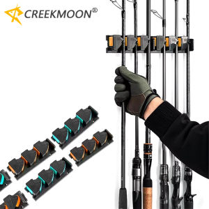 Wall Mounted Fishing Rod Rack with 3M Adhesive 3/6/9 Rods for Storage Display Non Perforated Fishing Pole Clamp for Fishing Gear