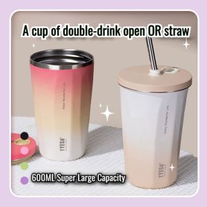 Stainless steel insulation straw cup large capacity car ice bar coffee cup