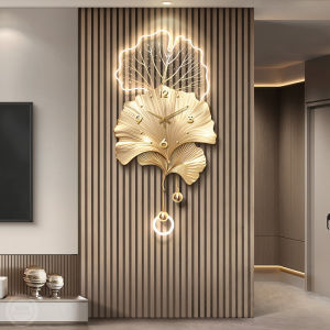 RUIBAHAO | Luxurious Clock Decorative Hanging Item TV Background Wall Silver Maple Leaf Design