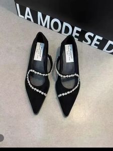 Elegant French Vintage Pointed Toe Velvet Fashionable High Heels Single Shoes Small Leather Shoes Women Spring New Diamond