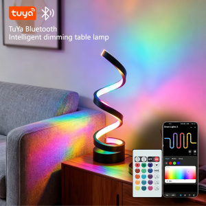 Tuya Bluetooth APP Smart LED Spiral Table Lamp RGBW Colorful Game Live Broadcast Atmosphere Infrared Remote Control