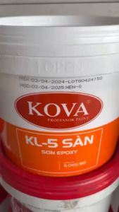 Sơn công nghiệp EPOXY KOVA KL-5 sàn/tường (bộ 5kg). Bám dính tốt trên bề mặt vữa xi măng bê tông sắt thép gỗ.