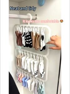 Baby Hanger Childrens Sock Holder Storage Multi-clip Hanger Household Balcony Underwear Socks Clothes Storage Handy Tool