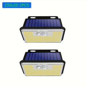 2Pack 197led Solar Motion Sensor Lights Outdoor 3 Modes IP65 Waterproof Wireless Solar Light for Steps Yard Garden Fence Wall