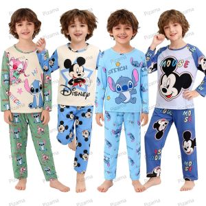 Boys Loungewear Mickey Mouse Pajamas Sets Childrens Stitch Pyjamas Teenager Pijama Christmas Gifts Homewear Nightwear