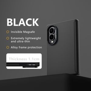 Slim Magnetic PC Case for Samsung Galaxy Z Fold 8 Ultra /8 Invisible magnetic Shockproof Alloy Frame Protective Cover Ultra‑Thin Skin‑Friendly Wireless Charging Phone Casing Black