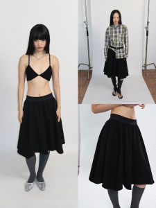 FUNKYFUN Casual A-Line Skirt with Irregular Wave Design Polyester Fiber mid Waist Elastic Waist for City Commuting And Daily Wear