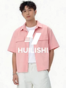 HUILISHI Box Fit Polo for Men Crop Top Cotton American retro casual workwear short-sleeved shirt
