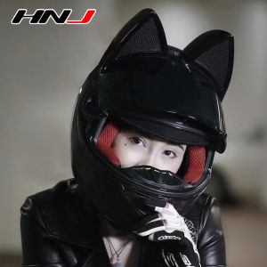 HNJ Motorcycle Full Face Helmet Motor Girl with Cat Ears Size Large CODHelmet