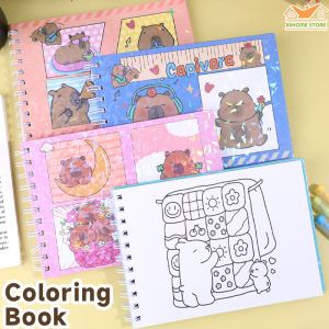 【88HomeStore】Cute Capybara Characters Coloring Book Kids Coloring Book Animal Theme Graffiti Painting Book Gift For Party And Birthday