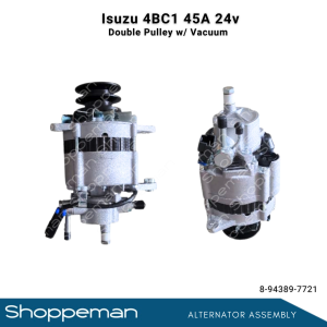 ISUZU 4BC1 ALTERNATOR ASSEMBLY DOUBLE PULLEY WITH VACUUM 45A 24V 8-94389-7721