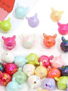 สร้อยคอโทรศัพท์ หัวเข็มขัดกุญแจ ของตกแต่งรถยนต์ อุปกรณ์ทำเครื่องประดับ DIY อะคริลิกสีสันสดใส ไข่รูปมังกร จี้รูปดาว