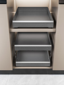 Kitchen Drawer Style Double Layer Pull out Basket Spices Storage Rack Built in Shelf Slim Gap under Sink Cabinet Organizer