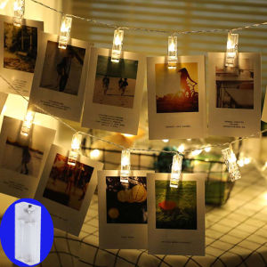 LED String ไฟ Fairy ภาพคลิป Garland ไฟแบตเตอรี่ดําเนินการคริสต์มาสไฟวันหยุดตกแต่งสําหรับงานแต่งงานห้อง