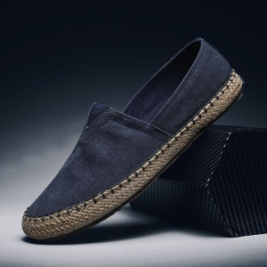 Beijing Mens Canvas Shoes Breathable Linen Woven Slip-On Fisherman Style Casual Footwear round Toe Flat Heel Sporty Summer