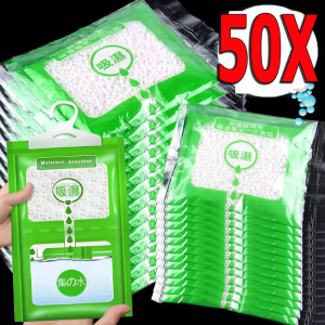 50pcs Moisture Absorber Hanging Bag / Moldproof Wardrobe Antihumidity Bags / Dry Bag for Closet / Closet Hanging Dehumidifier / Fast Moisture Absorption for Closet