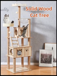 Pet Solid Wood Cat Climbing Frame Space Capsule Nest Cat Tree Tower Pet House Scratching Post Pet Toy