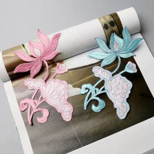 กระดาษติดตกแต่งปักลายดอกบัวขนาดกลางสำหรับตกแต่งเสื้อผ้าและกระเป๋า กระดาษติดแบบอบแห้ง วัสดุอื่นๆ สำหรับงานฝีมือ DIY