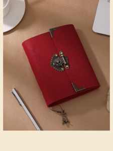 A5 A6 Size Student Notebook with Password Lock Leather Sketch Book Business Meeting Diary Graffiti Style Dual Glue Paper