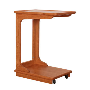 HOUYE | Cherry Wood Mobile Side Table With Wheels