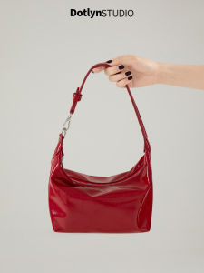 Dotlyn French Luxury Simple Commuter Hobo Bag Oil Waxed Leather Single Shoulder Dumpling Bag Women Casual Soft PU Leather