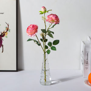 Artificial Flower Peony Fresh Silk Flower Fake Flower Living Room Glass Vase Decoration Decoration Dining Table Set Rose
