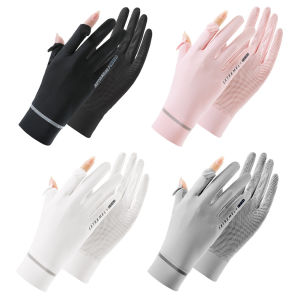 Lady Sunscreen Ice Silk Gloves Summer Sun Protection Gloves Bike Gloves for Golf Driving Riding Fishing Hiking for Women