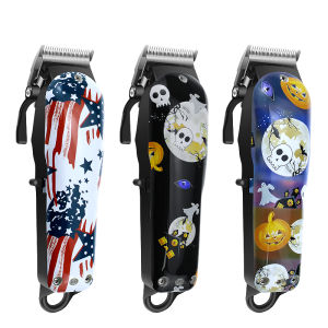 Halloween national flag hair clipper graffiti shell hair clipper professional personality matching electric clipper charging stand universal haircut
