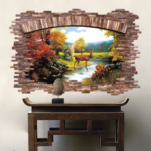 Natural Landscape Stickers Warm Room Decoration Self Adhesive Wall Art Living Room Background Wallpaper Entrance Transformation