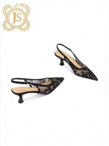 JESSICA SOPHIA | Black Lace Floral Peep-toe Heels Womens Sandals
