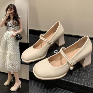 ZIYINGCHA | Fashionable Versatile French Style Mary Jane Shoes Mid Block Heel