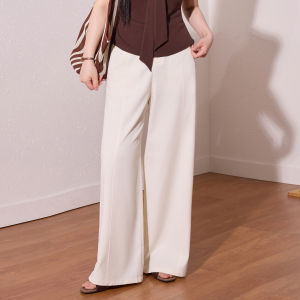 Vintage Stylish Belted T-shirt Straight-cut Pants Set