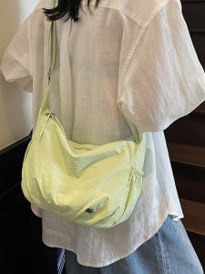 Large Capacity Casual Canvas Dumpling Bag Womens Crossbody Bag Mint Green  Single Shoulder Bag Korean Style Zipper Closure
