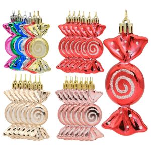6pcs/box Christmas Candy Pendant Xmas Tree Hanging Ornaments Christmas Decorations For Home 2023 Navidad Noel New Year Kids Gift