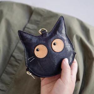Necklace Coin Purse Long Womens Cat Pattern Luxury Feel Zipper Mini Card Holder Sweater Chain Functional Small Bag PU Leather