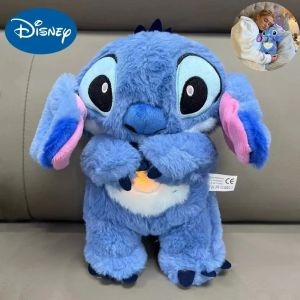 NewKawaii Stitch Plush Doll Baby Sleeping Companion Sound Soothing Musical Kawaii With Air Bag and Light DollBreathingToysGifts
