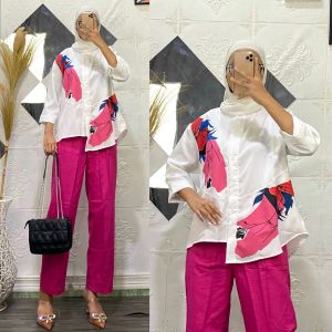 Setelan Wanita Terbaru Kekinian Barbie Pita Set Pink Fanta