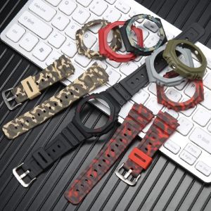 Silicone Resin Strap Case Suitable for Casio G-Shock GA2100 GA2110 Mens Sports Waterproof Watch Band Accessories Bracelet