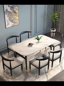 (1 Set) Table and Chairs Combination 1 Table 4/6 Chairs Restaurant Home Type Dining Table - 120*60CM