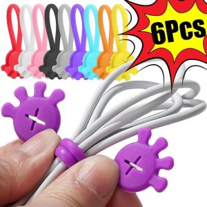 6PCS Reusable Magnetic Cable Ties Cartoon Data Cable Protector Organizer Strong Magnet Bundling Clips Wire Management Keeper Cord Tie