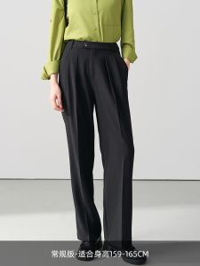 Black Casual Pants Professional Suiting Womens Interview Formal Trousers High Waist Straight Leg Pants Autumn Fashion