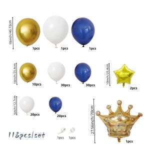 118Pcs Crown Balloon Arch Set 2026 Graduation Navy Blue White and Gold Balloons with Gold Crown Balloons Perfect for Graduation Ceremonies Bachelor Parties and Birthday Party Decorations.