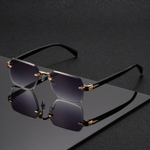 Kính Mát Nam Hình Chữ Nhật Không Khung Retro Chống Tia UV400 Thời Trang Trang Trí Dùng Được Cho Cả Nam Và Nữ Kiểu Dáng Chữ Nhật